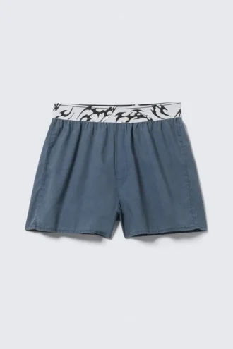 Pantalones cortos de pijama tipo bóxer – Azul oscuro lavado