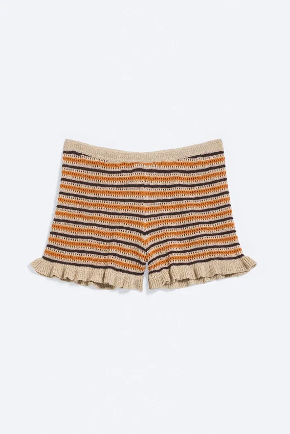 Pantalones cortos de punto – Naranja a rayas Pantalones cortos de punto – Naranja a rayas