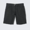 Pantalones cortos de sarga de algodón a cuadros hasta la rodilla – Gris oscuro a cuadros