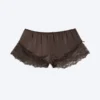 Pantalones cortos de satén con encaje – Marrón oscuro