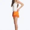 Pantalones cortos de satén con encaje – Naranja