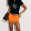 Pantalones cortos de satén con encaje – Naranja