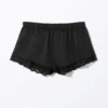 Pantalones cortos de satén con encaje – Negro Pantalones cortos de satén con encaje – Negro