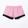 Pantalones cortos de satén con encaje – Rosa – Encaje negro