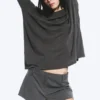 Pantalones cortos de traje de cintura baja – Gris oscuro jaspeado Pantalones cortos de traje de cintura baja – Gris oscuro jaspeado