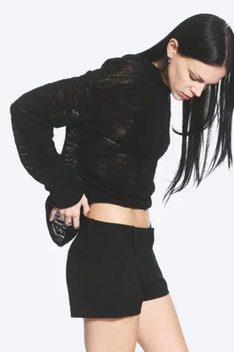 Pantalones cortos de traje de talle bajo – Negro