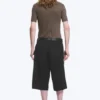 Pantalones cortos de traje de talle bajo y corte holgado – Negro Pantalones cortos de traje de talle bajo y corte holgado – Negro