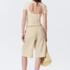 Pantalones cortos de traje holgados de talle bajo y largo tres cuartos – Beige claro Pantalones cortos de traje holgados de talle bajo y largo tres cuartos – Beige claro