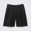 Pantalones cortos de traje holgados de talle bajo y largo tres cuartos – Negro Pantalones cortos de traje holgados de talle bajo y largo tres cuartos – Negro