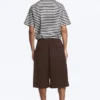 Pantalones cortos de traje holgados de talle medio – Marrón oscuro Pantalones cortos de traje holgados de talle medio – Marrón oscuro