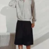 Pantalones cortos de traje holgados de talle medio – Negro Pantalones cortos de traje holgados de talle medio – Negro