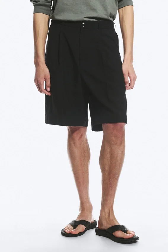 Pantalones cortos de traje holgados Uno – Negro Pantalones cortos de traje holgados Uno – Negro