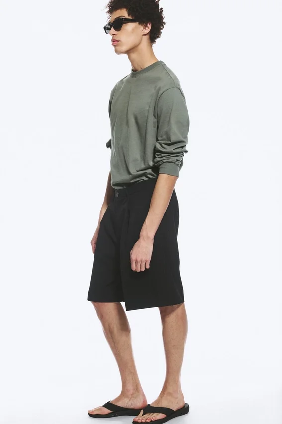 Pantalones cortos de traje holgados Uno – Negro Pantalones cortos de traje holgados Uno – Negro