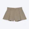 Pantalones cortos de traje mini con pliegues de corte holgado – Beige a rayas Pantalones cortos de traje mini con pliegues de corte holgado – Beige a rayas