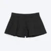 Pantalones cortos de traje mini holgados con pliegues – Negro Pantalones cortos de traje mini holgados con pliegues – Negro