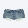 Pantalones cortos de vaqueros de talle bajo y corte ajustado Hour – Gloria Blue – Azul medio Pantalones cortos de vaqueros de talle bajo y corte ajustado Hour – Gloria Blue – Azul medio