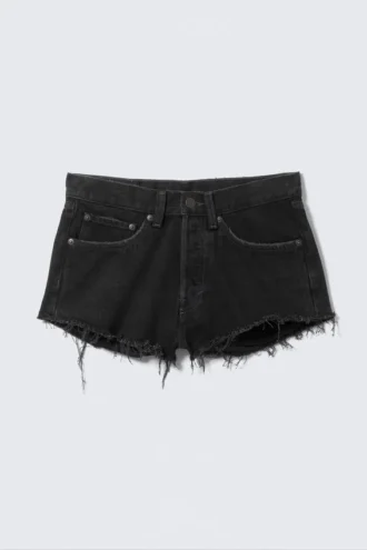 Pantalones cortos de vaqueros de talle medio Maia – Tuned Black – Negro