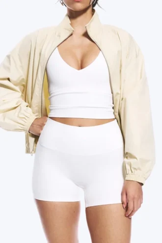 Pantalones cortos deportivos de ciclista de cintura alta – Blanco