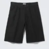 Pantalones cortos holgados Astro Loose Baggy de mezcla de lino – Negro Pantalones cortos holgados Astro Loose Baggy de mezcla de lino – Negro