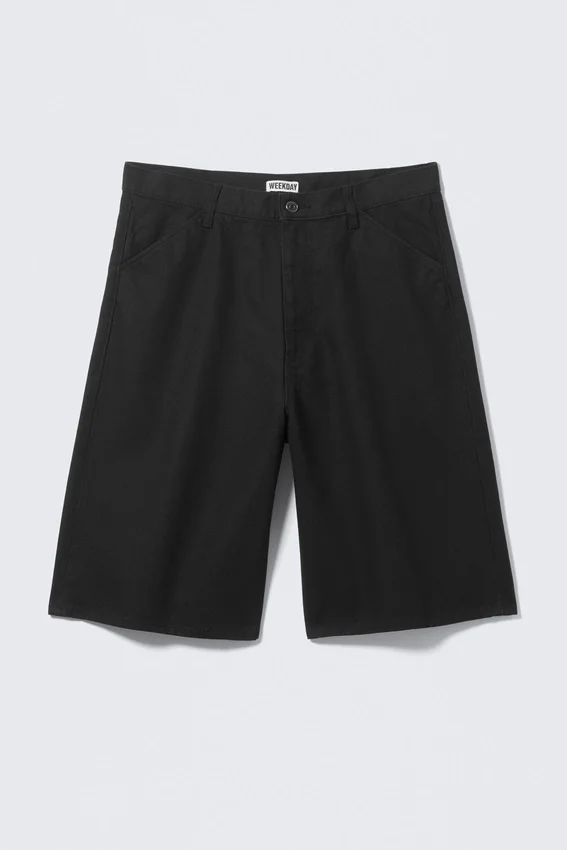 Pantalones cortos holgados Astro Loose Baggy de mezcla de lino – Negro Pantalones cortos holgados Astro Loose Baggy de mezcla de lino – Negro