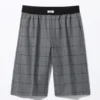 Pantalones cortos holgados de cintura baja – Gris a cuadros Pantalones cortos holgados de cintura baja – Gris a cuadros