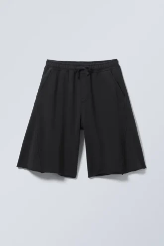 Pantalones cortos holgados de jersey hasta la rodilla – Gris oscuro lavado
