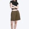 Pantalones cortos holgados de jersey sin cremallera – Dark Mole