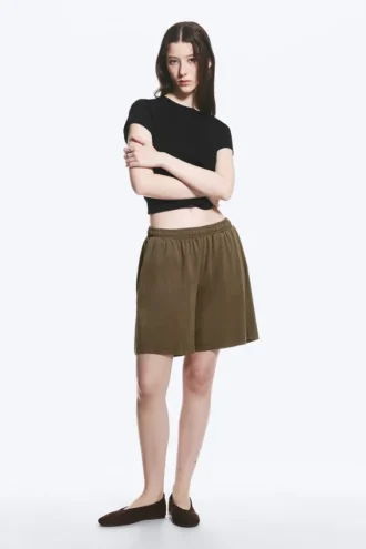 Pantalones cortos holgados de jersey sin cremallera – Dark Mole