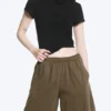 Pantalones cortos holgados de jersey sin cremallera – Dark Mole