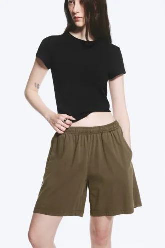 Pantalones cortos holgados de jersey sin cremallera – Dark Mole