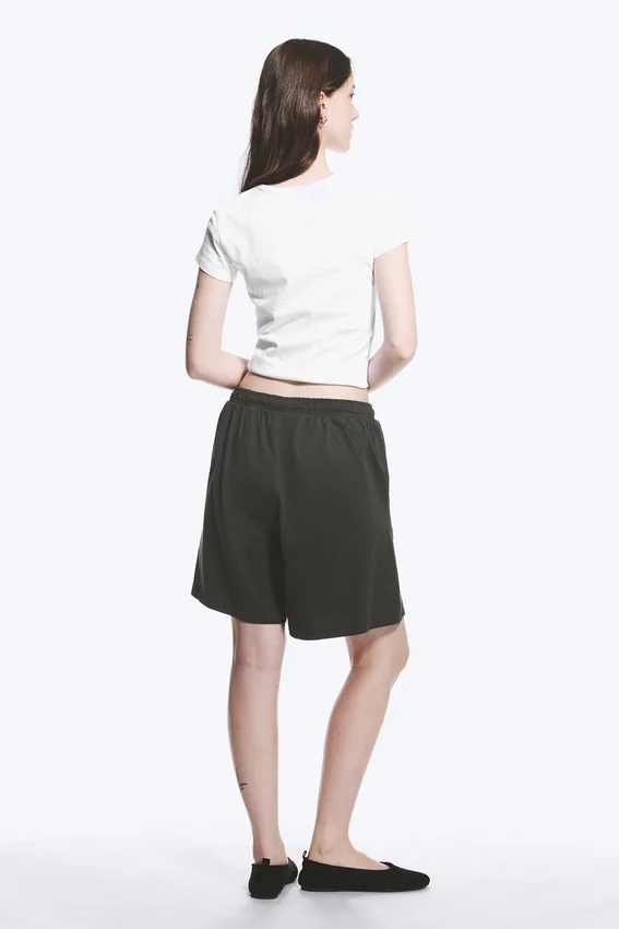 Pantalones cortos holgados de jersey sin cremallera – Gris oscuro Pantalones cortos holgados de jersey sin cremallera – Gris oscuro