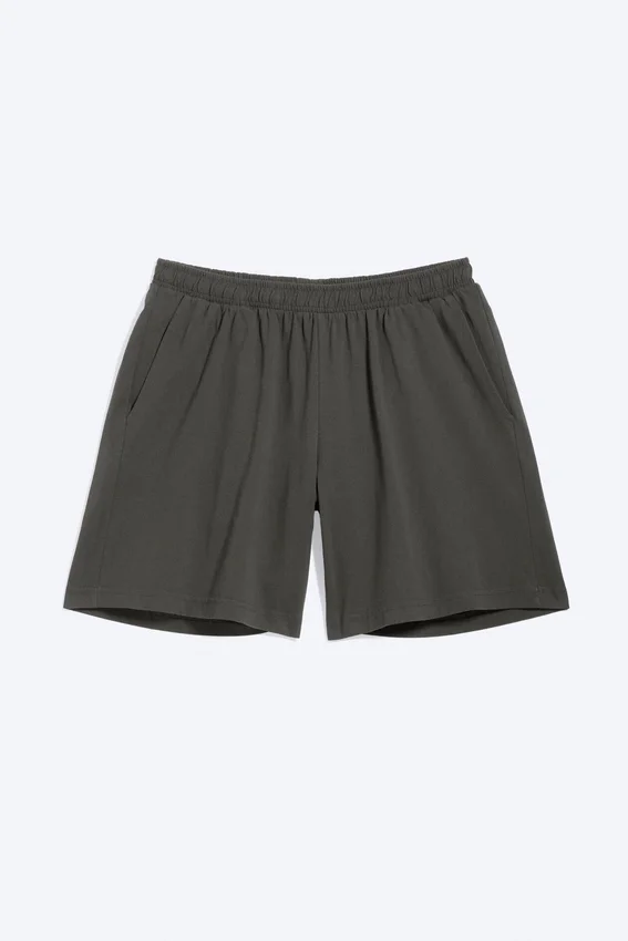 Pantalones cortos holgados de jersey sin cremallera – Gris oscuro Pantalones cortos holgados de jersey sin cremallera – Gris oscuro