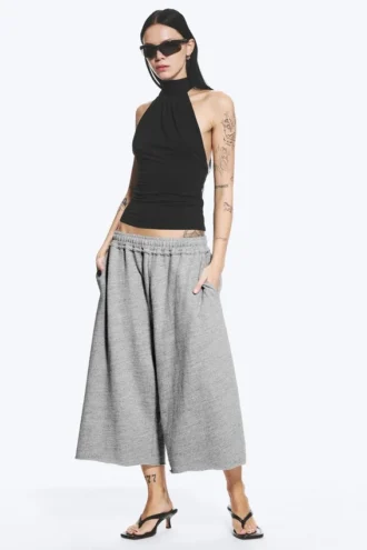 Pantalones cortos holgados de rizo – Gris claro deslavado