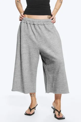 Pantalones cortos holgados de rizo – Gris claro deslavado