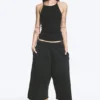 Pantalones cortos holgados de rizo – Negro