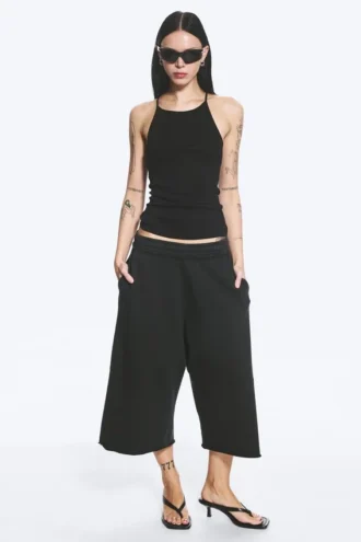 Pantalones cortos holgados de rizo – Negro