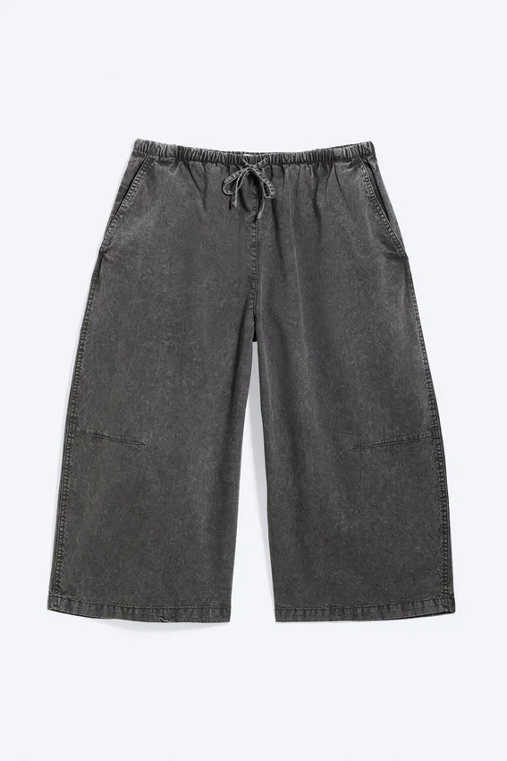 Pantalones cortos holgados de talle bajo – Gris oscuro Pantalones cortos holgados de talle bajo – Gris oscuro