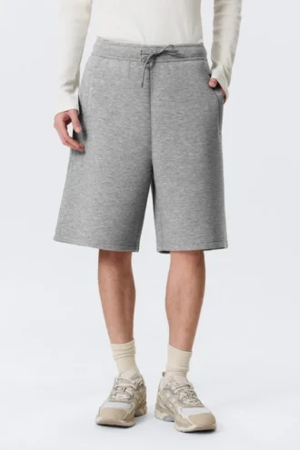 Pantalones cortos holgados de tejido scuba – Gris jaspeado