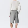 Pantalones cortos holgados de tejido scuba – Gris jaspeado Pantalones cortos holgados de tejido scuba – Gris jaspeado
