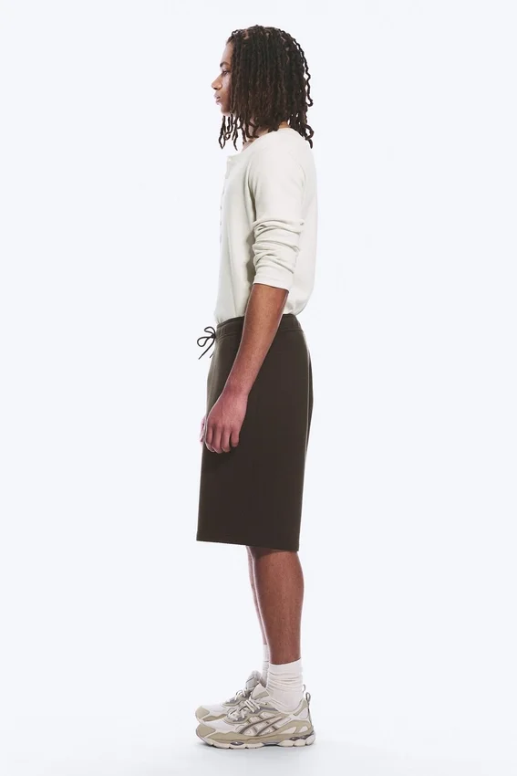Pantalones cortos holgados de tejido scuba – Marrón oscuro Pantalones cortos holgados de tejido scuba – Marrón oscuro