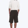 Pantalones cortos holgados de tejido scuba – Marrón oscuro Pantalones cortos holgados de tejido scuba – Marrón oscuro