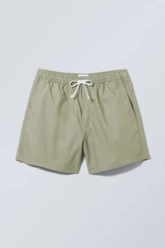 Pantalones cortos Oxford de corte regular – Caqui claro apagado