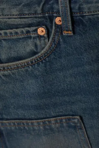 Pantalones cortos vaqueros de corte bajo estilo carpintero – Azul acero