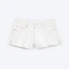 Pantalones cortos vaqueros de talle bajo Bite – Blanco sucio – Blanco