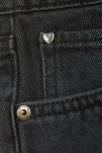 Pantalones cortos vaqueros de talle bajo con bajo sin rematar – Azul ahumado – Azul oscuro