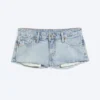 Pantalones cortos vaqueros de talle bajo con flecos Venus – Azul sueño – Azul claro Pantalones cortos vaqueros de talle bajo con flecos Venus – Azul sueño – Azul claro