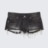 Pantalones cortos vaqueros de talle bajo con flecos Venus – Chelsea Black – Negro Pantalones cortos vaqueros de talle bajo con flecos Venus – Chelsea Black – Negro