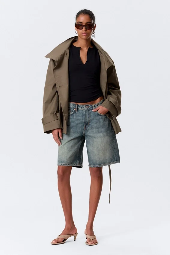 Pantalones cortos vaqueros de talle bajo Monterey – Azul Arizona – Azul medio Pantalones cortos vaqueros de talle bajo Monterey – Azul Arizona – Azul medio