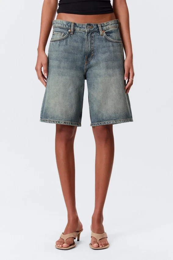 Pantalones cortos vaqueros de talle bajo Monterey – Azul Arizona – Azul medio Pantalones cortos vaqueros de talle bajo Monterey – Azul Arizona – Azul medio