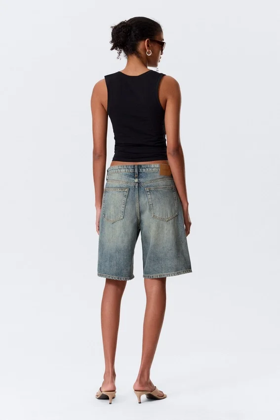 Pantalones cortos vaqueros de talle bajo Monterey – Azul Arizona – Azul medio Pantalones cortos vaqueros de talle bajo Monterey – Azul Arizona – Azul medio
